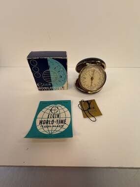 Vintage Elgin World-Time Travel Alarm Clock Style No. 51-8989